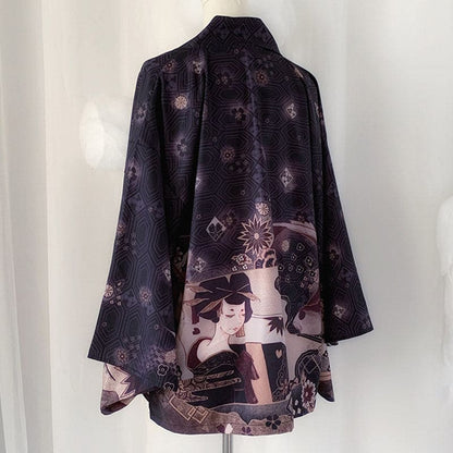 Vintage Anime Print Cardigan Kimono Outerwear