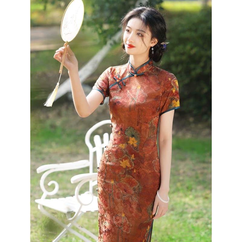 Vintage Autumn Cheongsam Dress - Female Hanfu