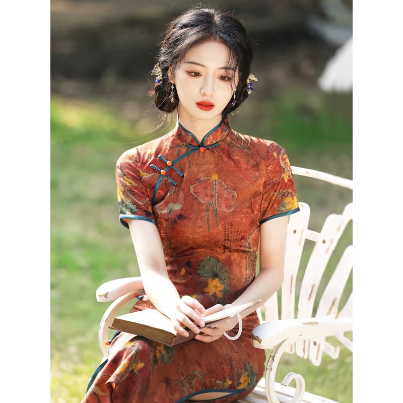 Vintage Autumn Cheongsam Dress - Female Hanfu