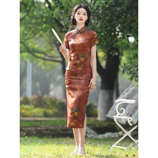 Vintage Autumn Cheongsam Dress - S - Female Hanfu