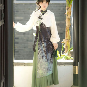 Vintage Bamboo Print Cheongsam Dress