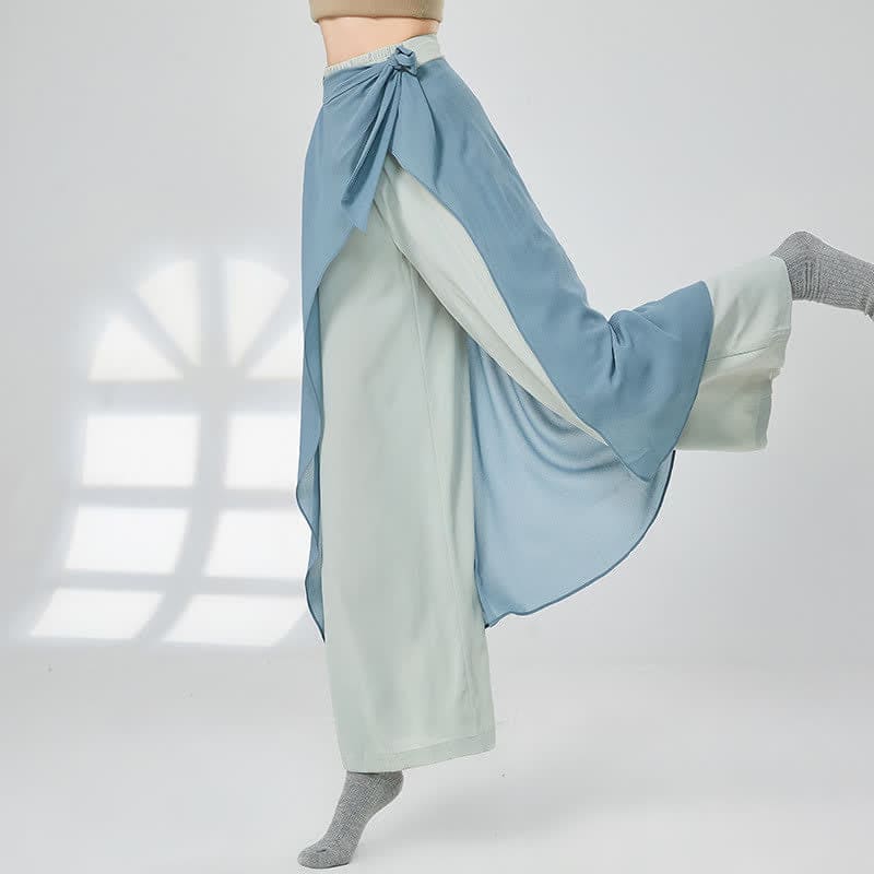 Vintage Blue Flowy Wide Leg Casual Pants