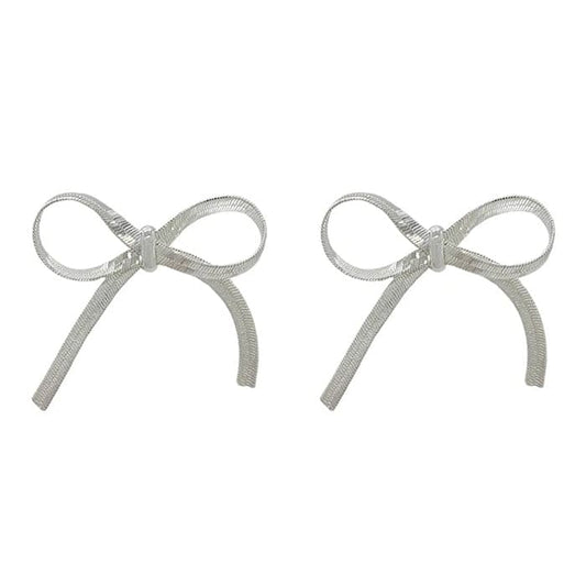 Vintage Bow Chain Earrings - Standart / Silver - earrings