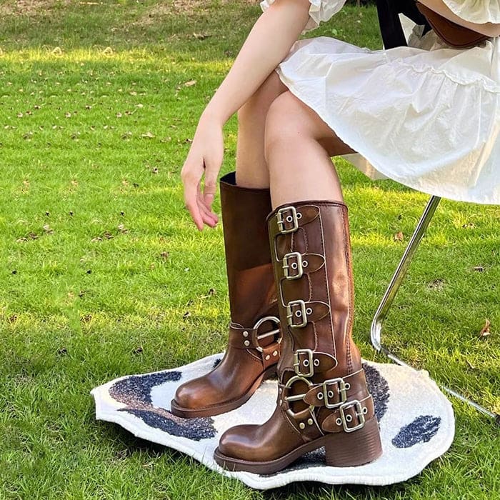 Vintage Buckle Boots - Boots