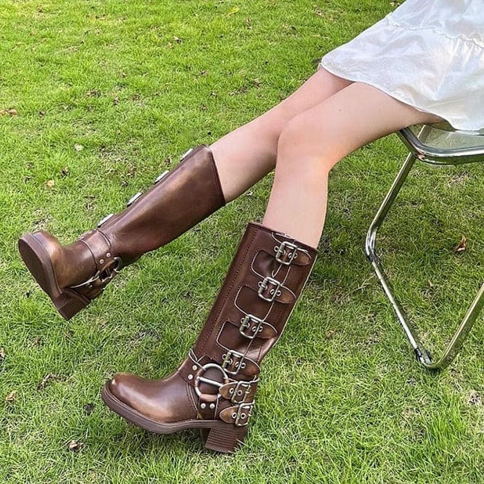 Vintage Buckle Boots - Boots