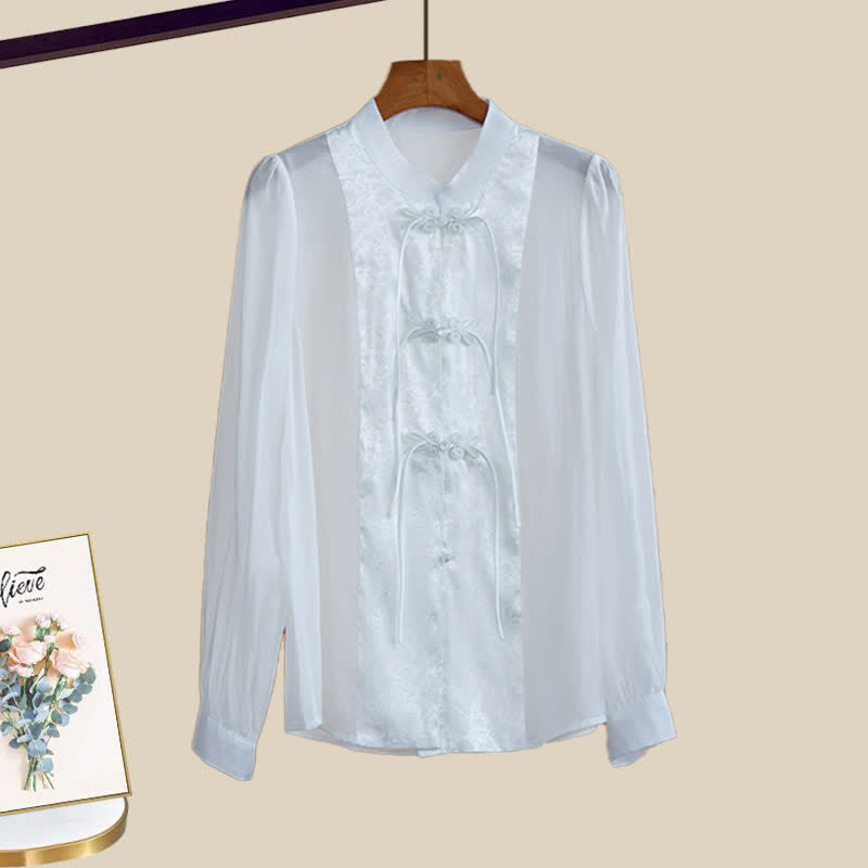 Vintage Buckle Jacquard Shirt - White / M