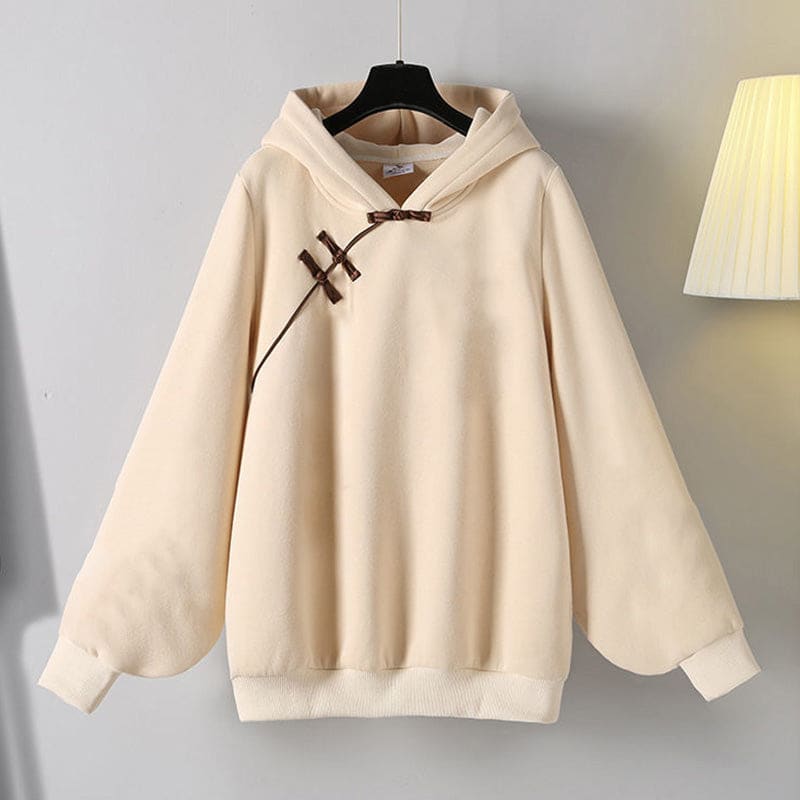 Vintage Buckle Plush Hoodie Embroideried Pleated Skirt