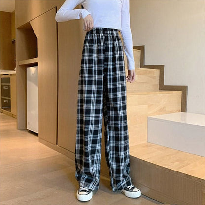 Vintage Casual Plaid Pants - Pants