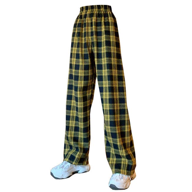 Vintage Casual Plaid Pants - Pants