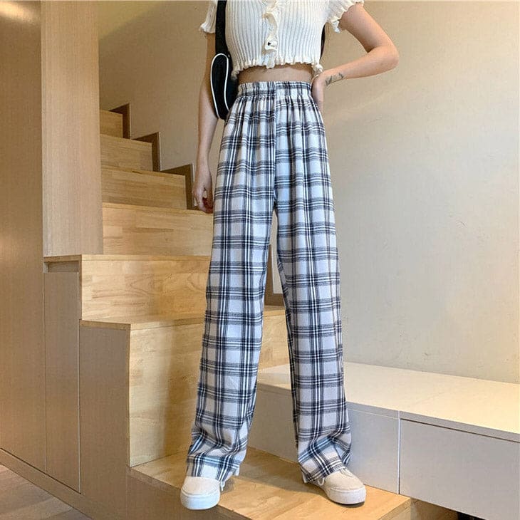 Vintage Casual Plaid Pants - Pants