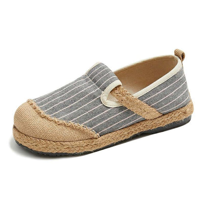 Vintage Casual Striped Print Canvas Flats Shoes - Light