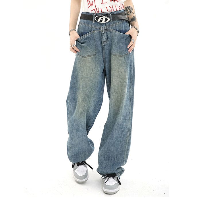 Vintage Denim Wide Jeans - Jeans