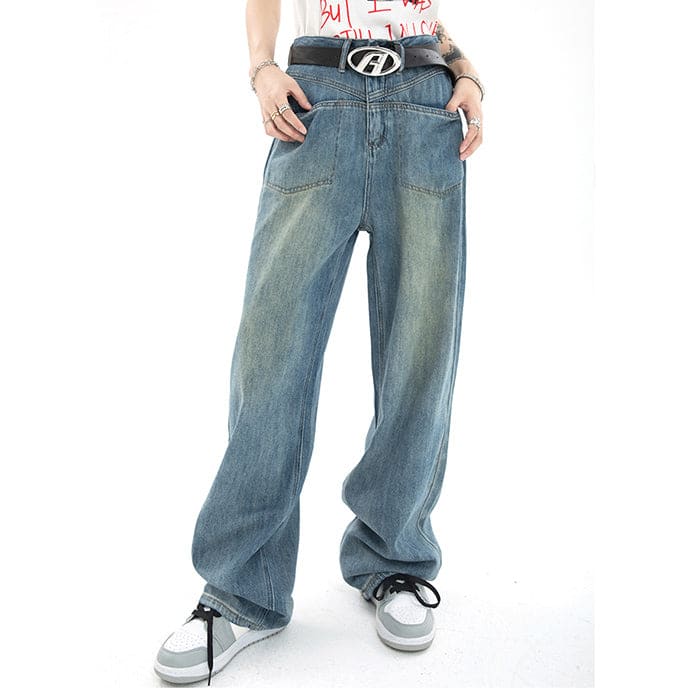 Vintage Denim Wide Jeans - Jeans