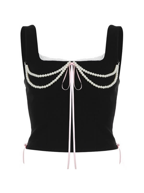 Vintage Elegant Pearl Camisole - long sleeve tops