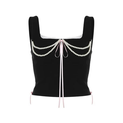 Vintage Elegant Pearl Camisole - long sleeve tops