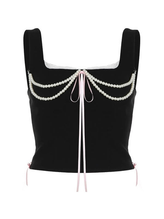 Vintage Elegant Pearl Camisole - long sleeve tops