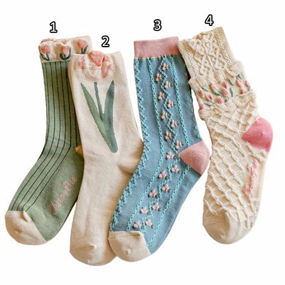 Vintage Flower Socks - 1 - Socks