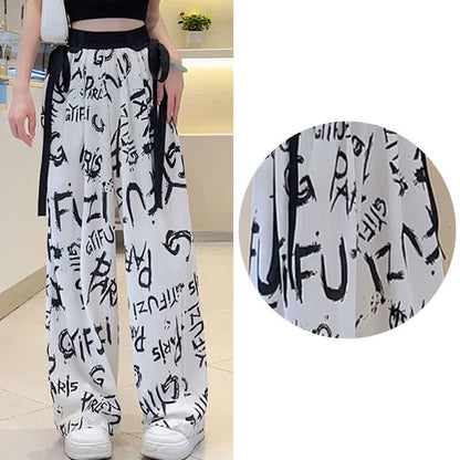 Vintage Flowers Print Chiffon Wide Leg Pants - Color 8 / M