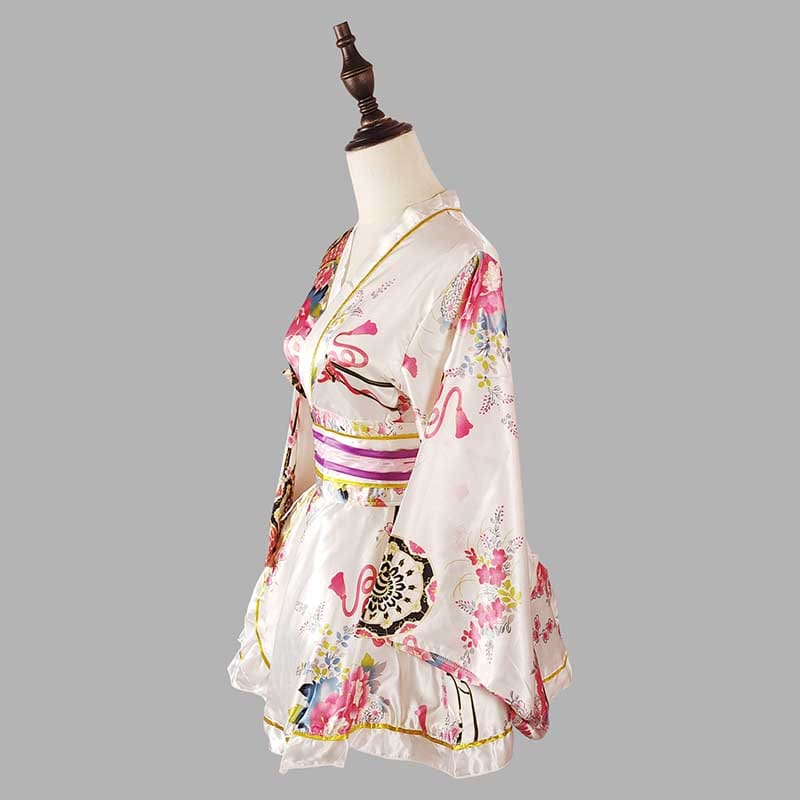 Vintage Flowers Print Kimono Costume