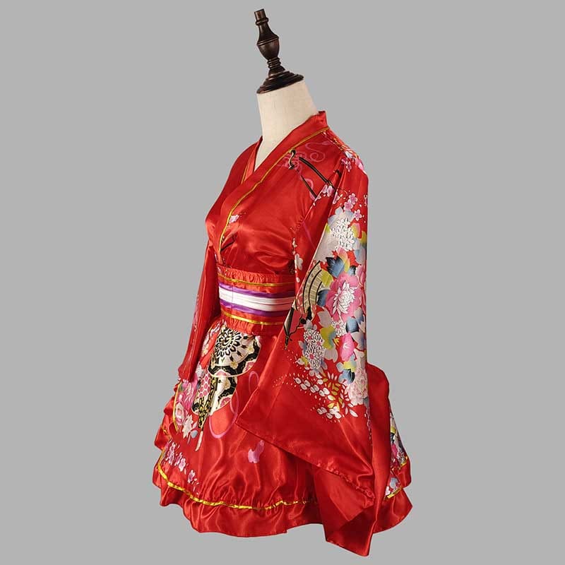 Vintage Flowers Print Kimono Costume