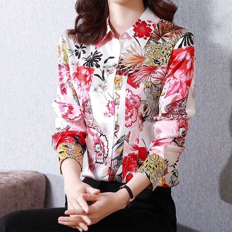 Vintage Flowers Print Long Sleeve Shirt