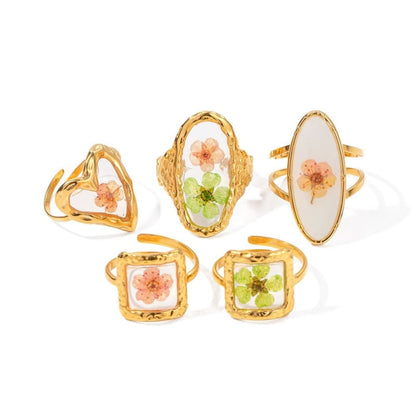 Vintage Flowers Rings - Ajustable / 5 pcs/set - ring