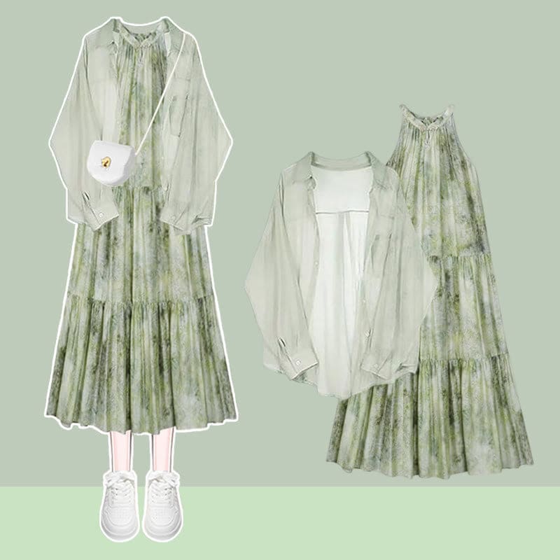 Vintage Halter Floral Dress - Set / M