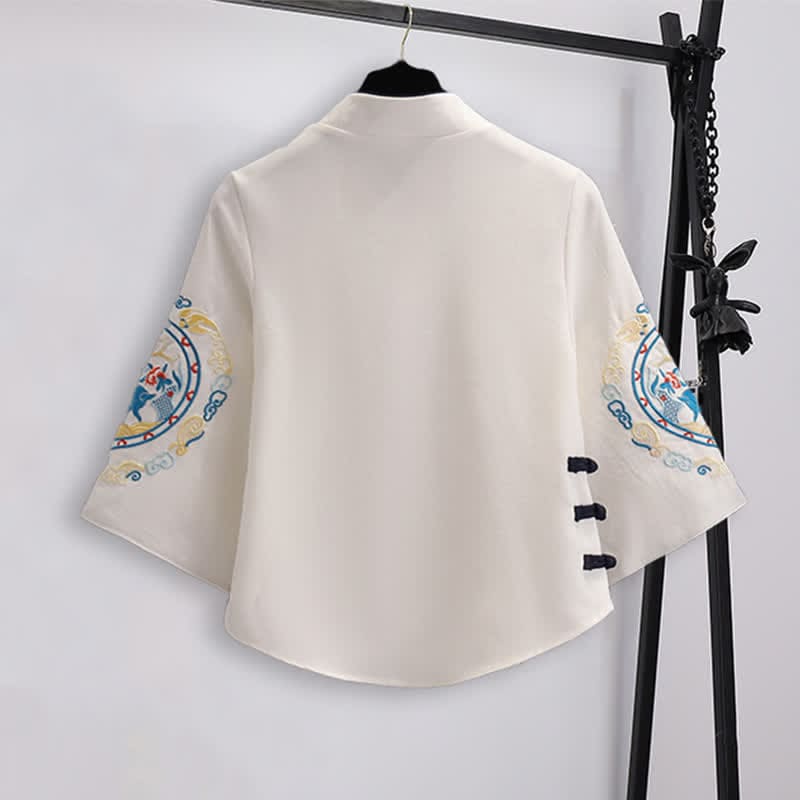 Vintage Hanfu Deer Embroidery Buckle Shirt Skirt