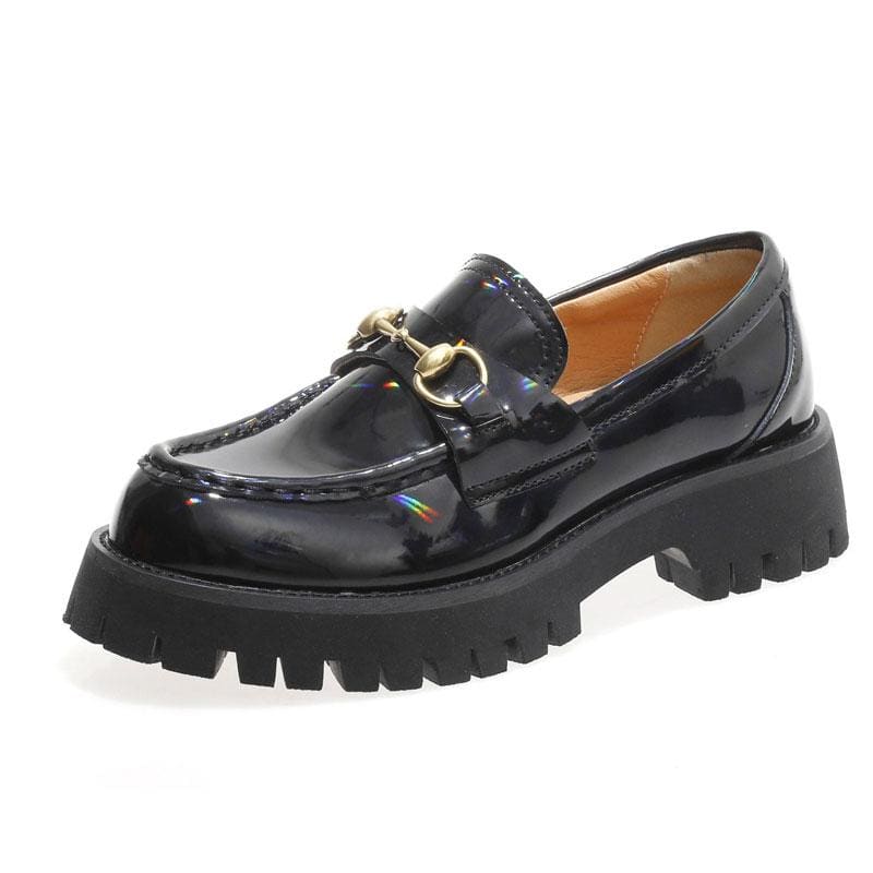 Vintage Harajuku Metal Platform Mary Jane Shoes - Black