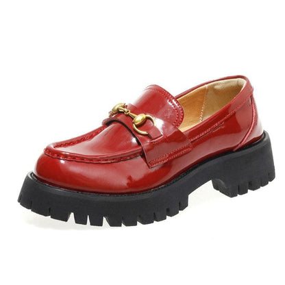 Vintage Harajuku Metal Platform Mary Jane Shoes - Red / 35