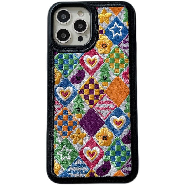 Vintage Heart Embroidery iPhone Case - IPhone Case