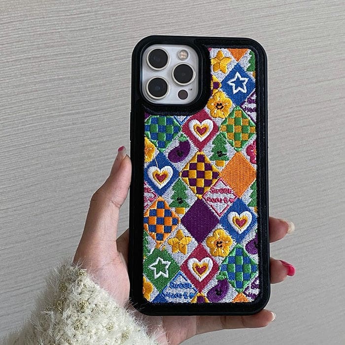 Vintage Heart Embroidery iPhone Case - IPhone Case