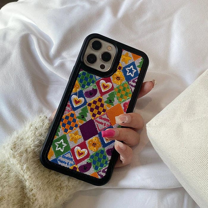 Vintage Heart Embroidery iPhone Case - IPhone Case