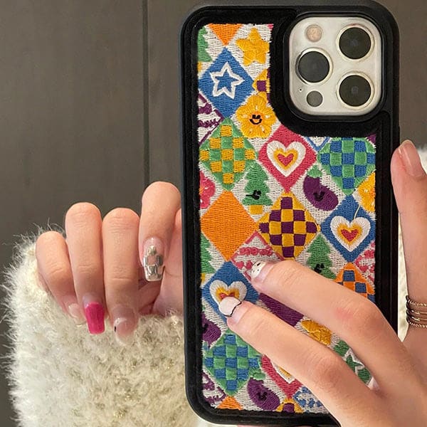 Vintage Heart Embroidery iPhone Case - IPhone Case