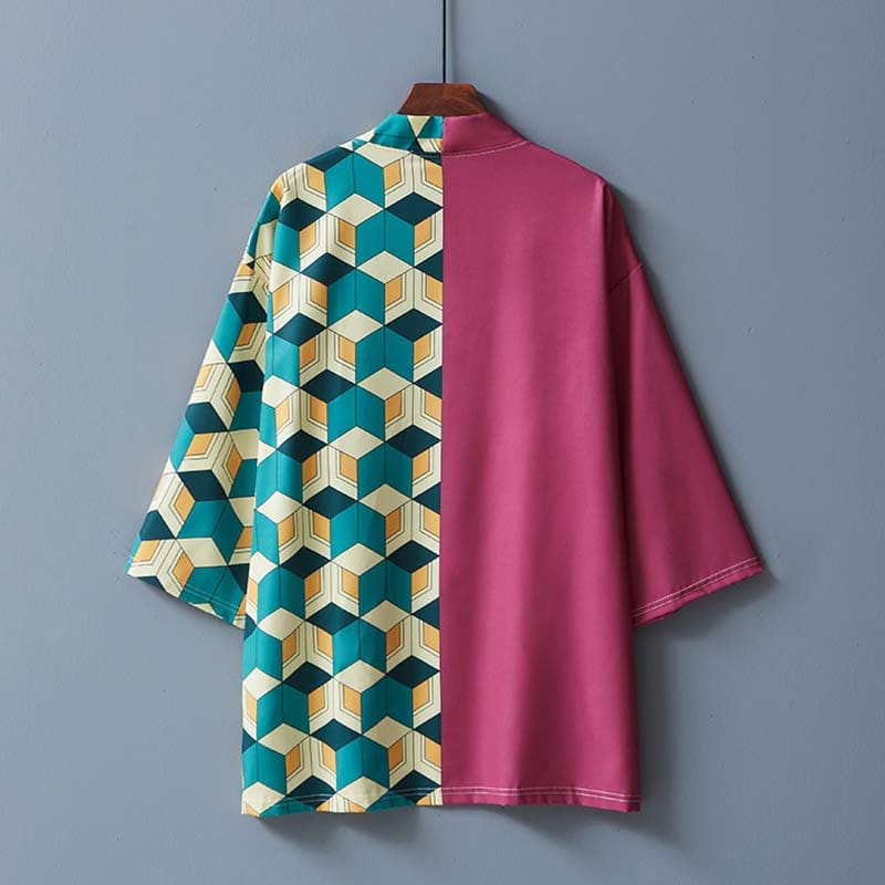 Vintage Kawaii Plaid Kimono Outerwear - D / One Size