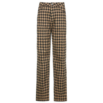 Vintage Plaid Casual Pants - Pants