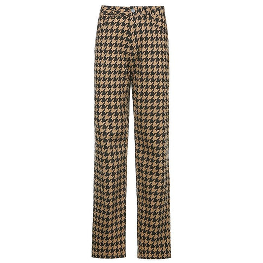 Vintage Plaid Casual Pants - Pants