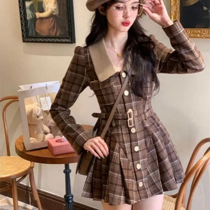 Kawaii Aesthetic Y2K Cute Fairy Vintage Plaid Dress MK Kawaii Store