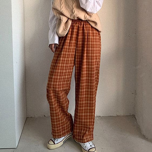 Vintage Plaid Trousers - Pants