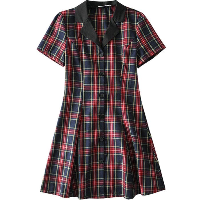 Vintage Red Plaid Dress - Dresses