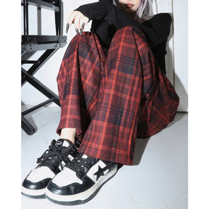 Vintage Red Plaid Pants - Pants