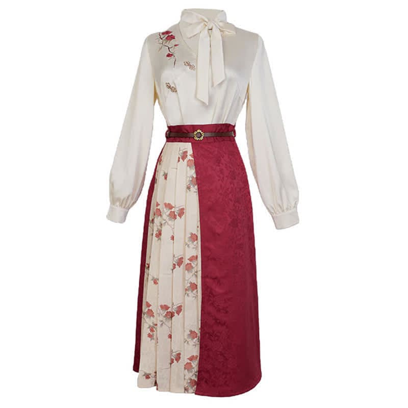 Vintage Rose Embroidery Outerwear Shirt Skirt - Shirt