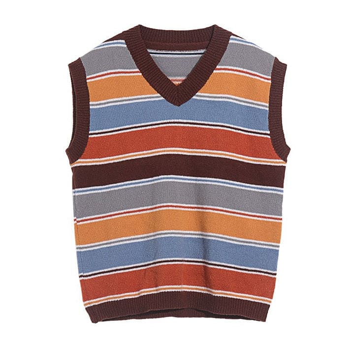 Vintage Striped Knit Vest - M / Multi - Vest