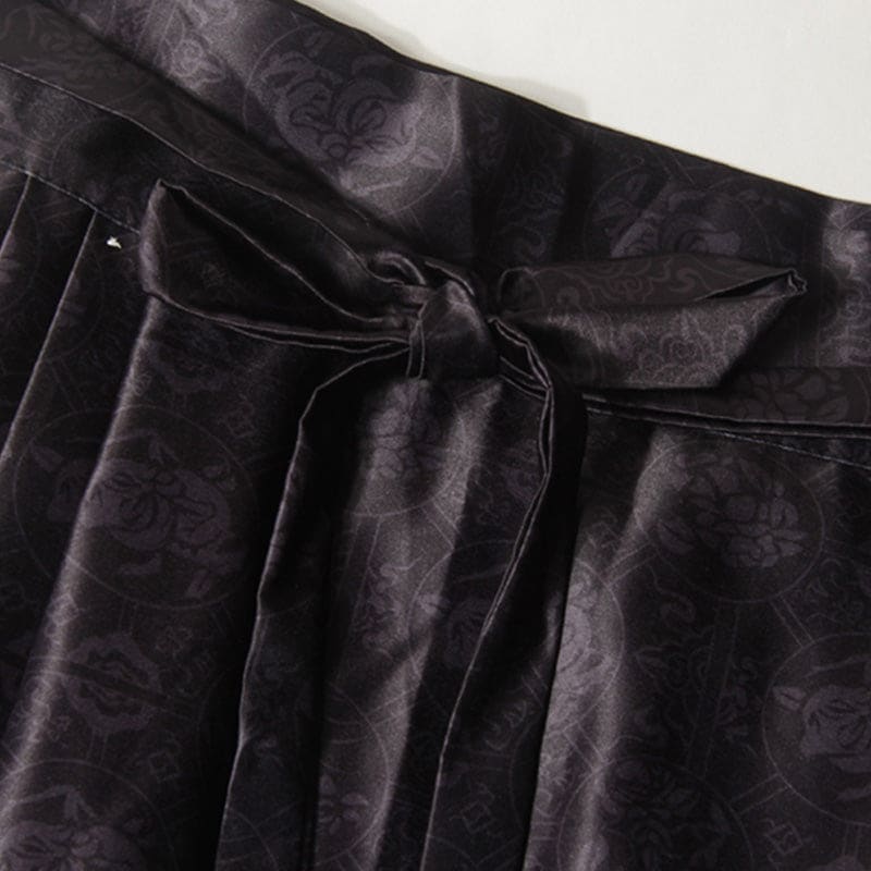 Vintage Tassel Shirt Embroideried Pleated Skirt