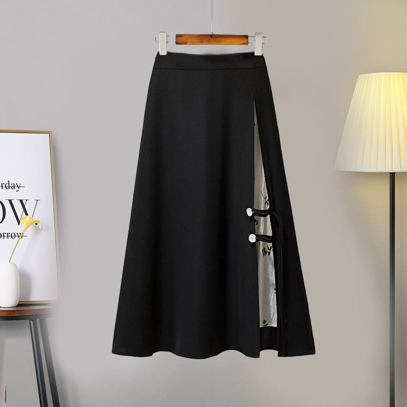 Vintage Tassel Shirt Embroideried Pleated Skirt - Skirt B