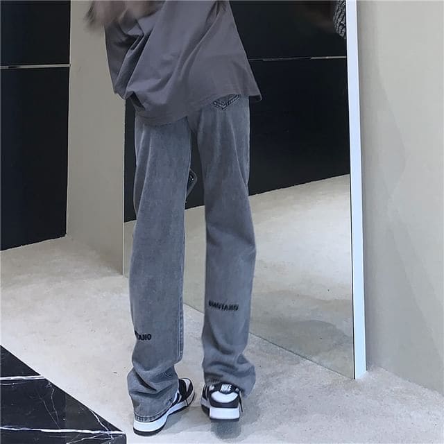 Washed Baggy Jeans - Gray / S