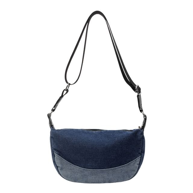 Washed Denim Crossbody Bag - Dark Blue / One Size