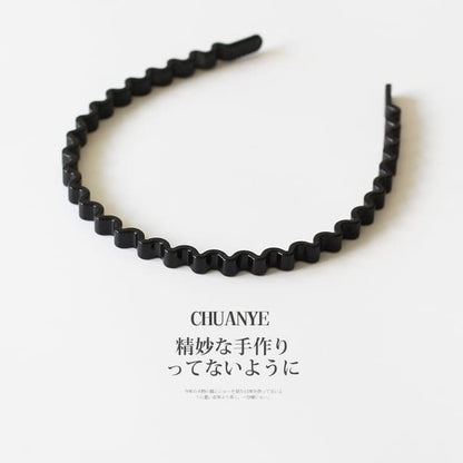 Wavy Alloy Headband - 01# - Black / One Size