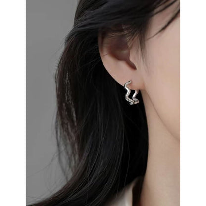 Wavy Alloy Hoop Earring