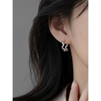 Wavy Alloy Hoop Earring